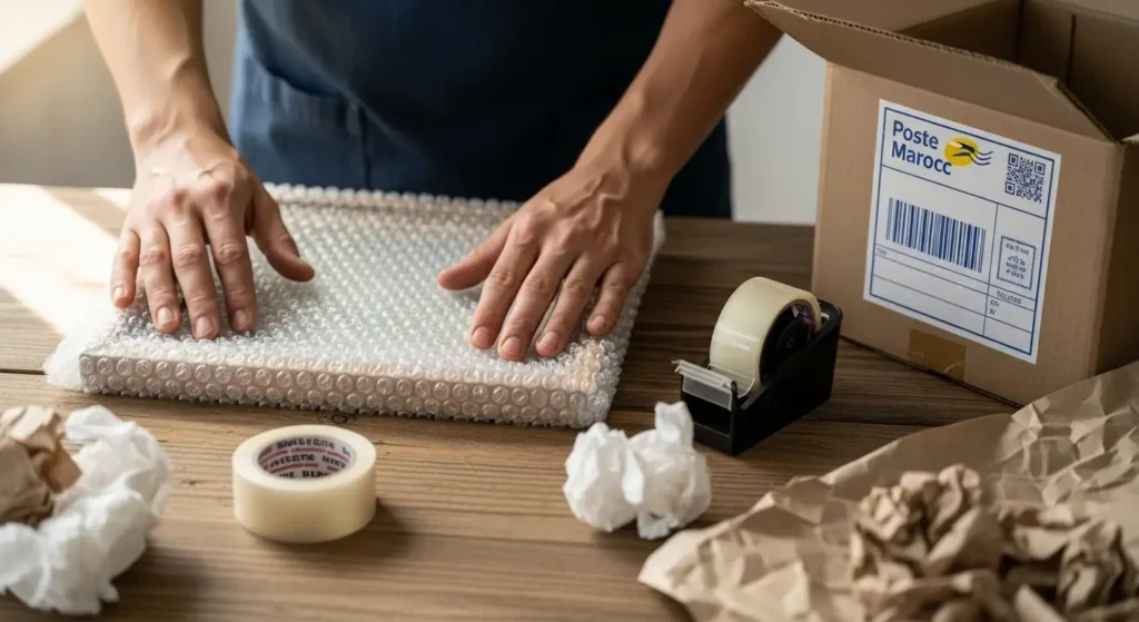 Emballage professionnel œuvre d'art pour expédition internationale depuis Maroc